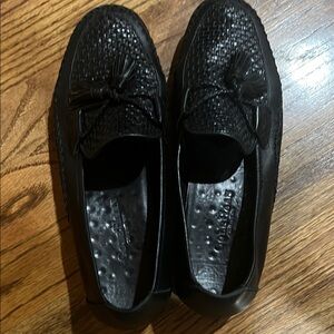 Cole Haan Black Textured Loafers with Tassel